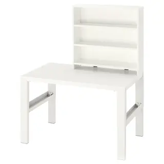 PÅHL desk with shelf unit, height adjustable white, 96x58 cm