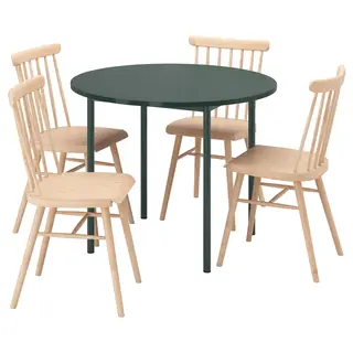 IKEA PS 2026 / HÖGVED table and 4 chairs, green/pine, 96 cm
