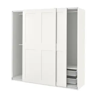 PAX / GRIMO wardrobe combination, white/white, 200x66x201 cm