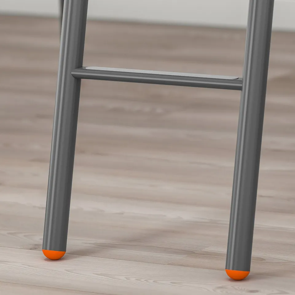 Loft bed legs with safety stoppers.
