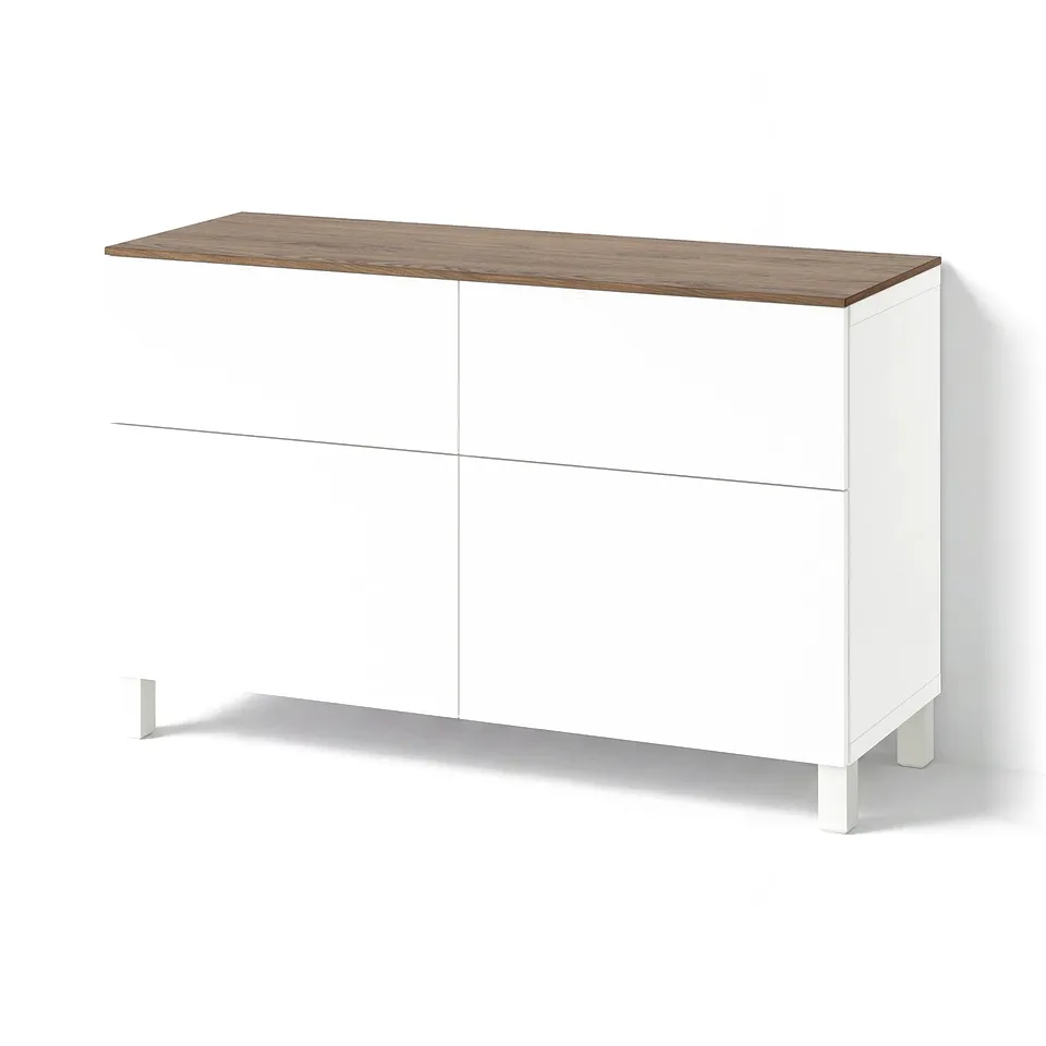 BESTÅ Storage combination w doors/drawers, white/Lappviken/Stubbarp white, 120x42x75 cm