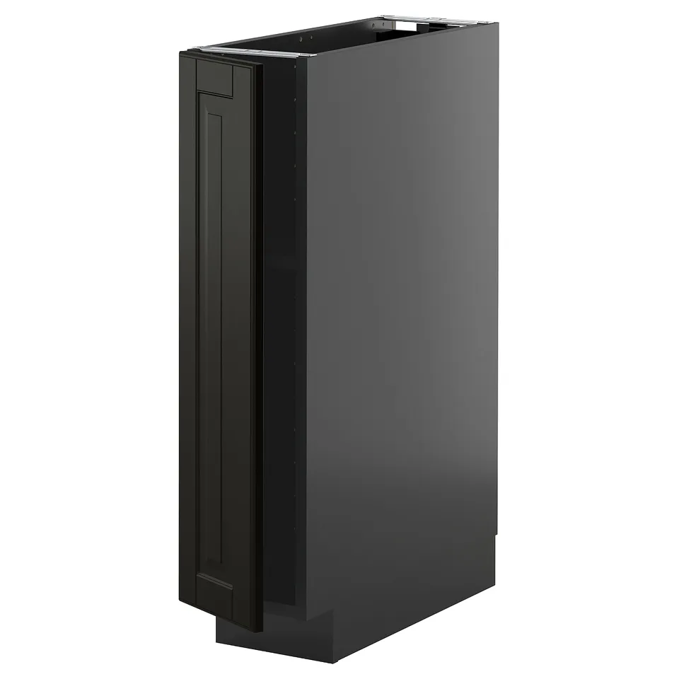 Black METOD kitchen cabinet, sleek design with bevelled edges, rectangular, modern.