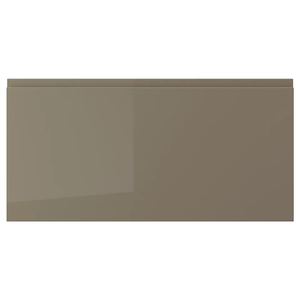 VOXTORP drawer in dark grey-brown gloss finish, sleek and modern design.