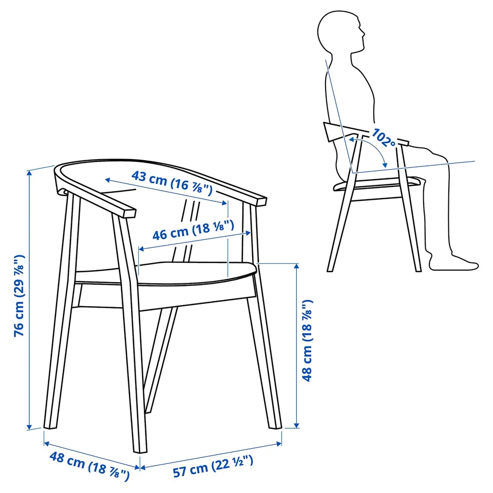 Illustration with measurements for the product: STOCKHOLM.
