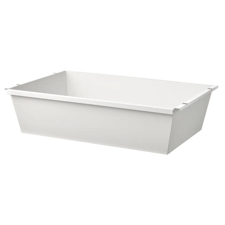 JOSTEIN container, white, rectangular, powder-coated steel, versatile design for outdoor or indoor humid areas.