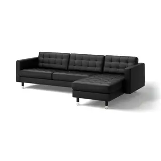 LANDSKRONA 4-seat sofa, with chaise longue/Grann/Bomstad black/metal, Width 280 x Depth 89 cm