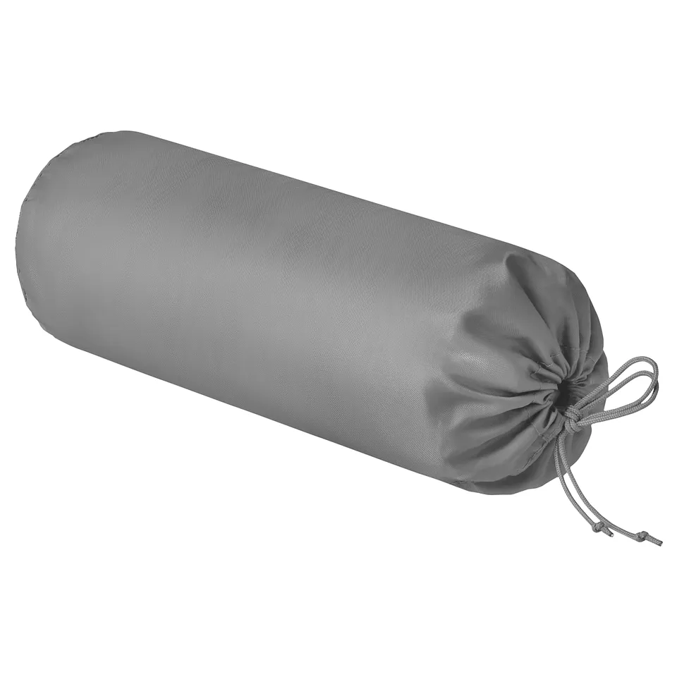 Cylinder-shaped KUGGASKÄR garden furniture cover in grey, made of recycled polyester.