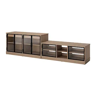 LANESUND set: sideboard + TV bench, grey-brown, 161x47x81 cm