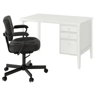 GULLABERG / ALEFJÄLL desk and chair, white/black, 120x65 cm