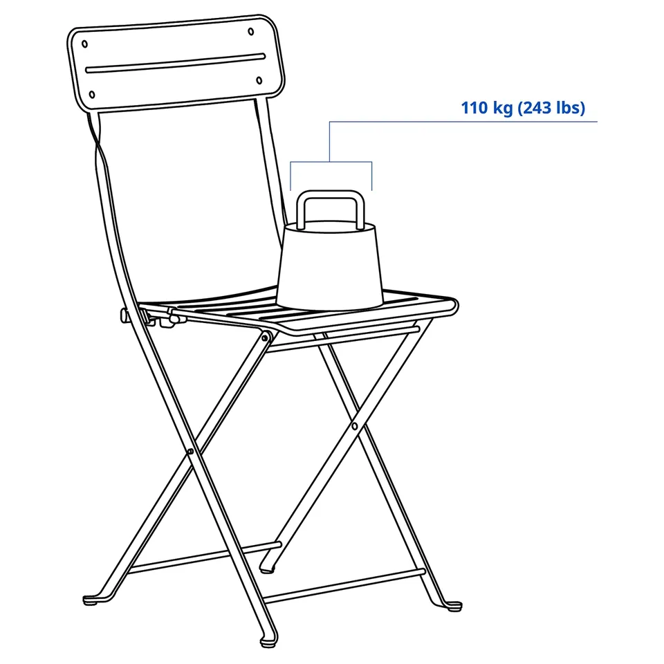 SUNDSÖ Folding chair, bright yellow outdoor