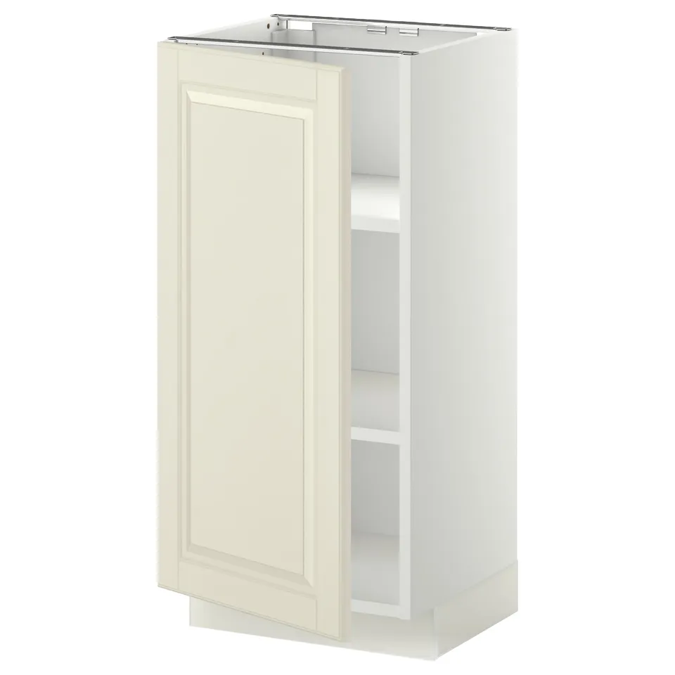 METOD kitchen cabinet: off-white, rectangular, with bevelled door, sturdy frame, adjustable shelving.