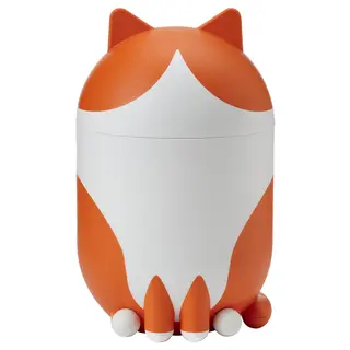 GREJSIMOJS storage with lid, cat-shaped orange/white, Height 24 cm