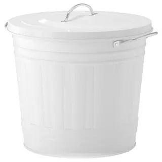 KNODD bin with lid, white, 16 l