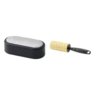 BÄSTIS/FRUKTPLOCKARE set: lint brush + lint roller, black/light grey + grey, 12x6x4 cm