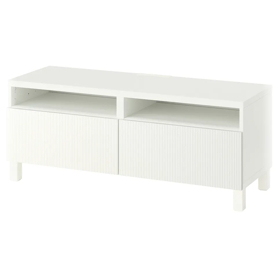 BESTÅ TV bench with drawers, white/Förvaltare white, 120x42x48 cm