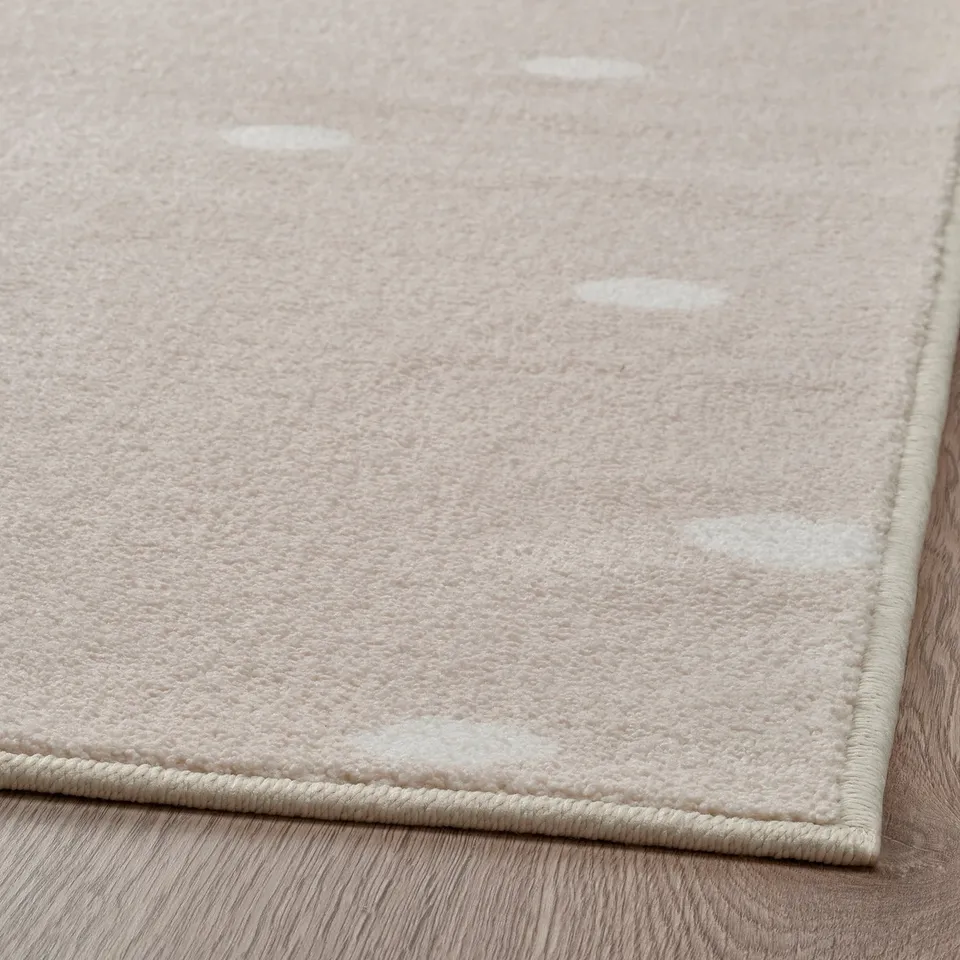 LEN Rug, low pile, beige/dot pattern, 133x160 cm
