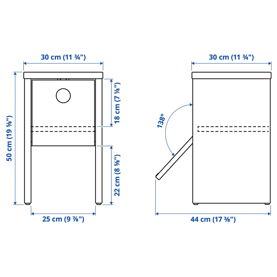 Illustration with measurements for the product: IKEA PS 2026.