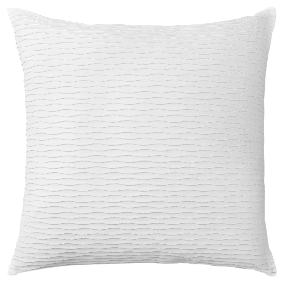 White VÄNDEROT square throw pillow with wave-textured design.