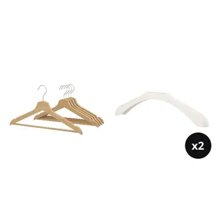 BUMERANG set: hanger + shoulder shaper for hanger x2, natural + white, Width 43 cm
