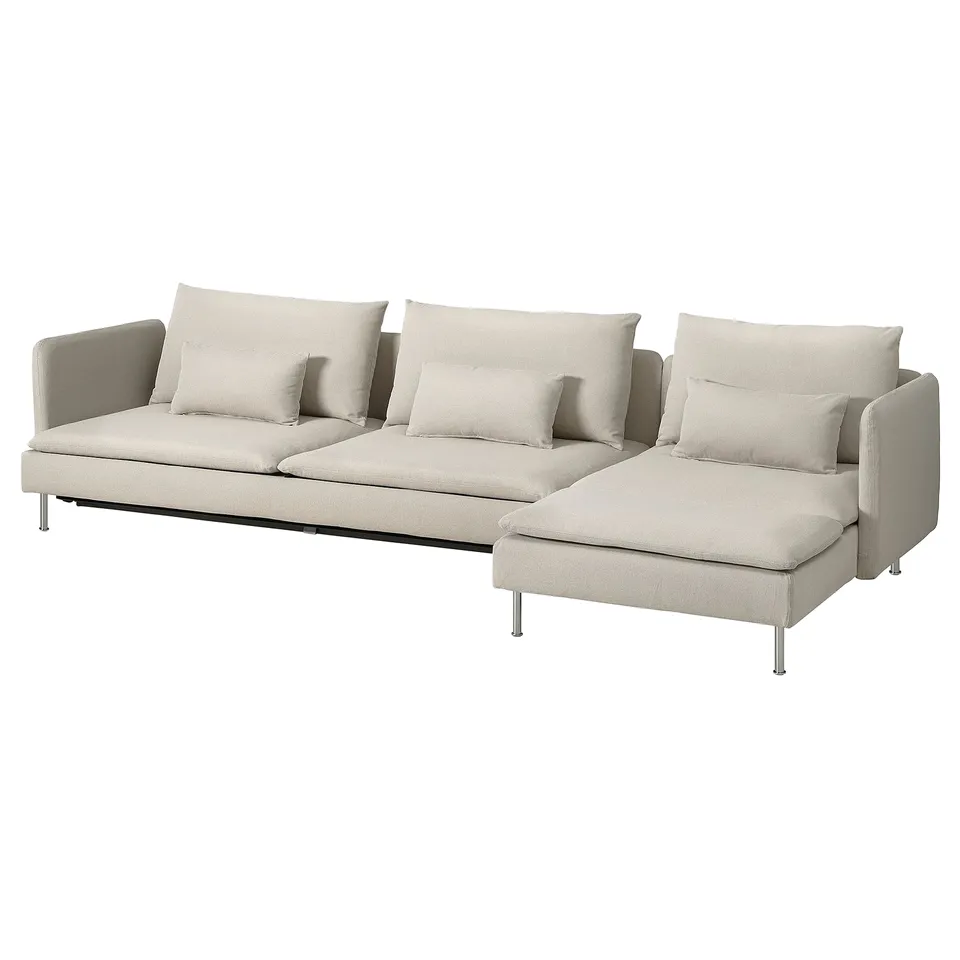 SÖDERHAMN sectional sofa, beige, modern & minimalist design, soft cushions, convertible bed.