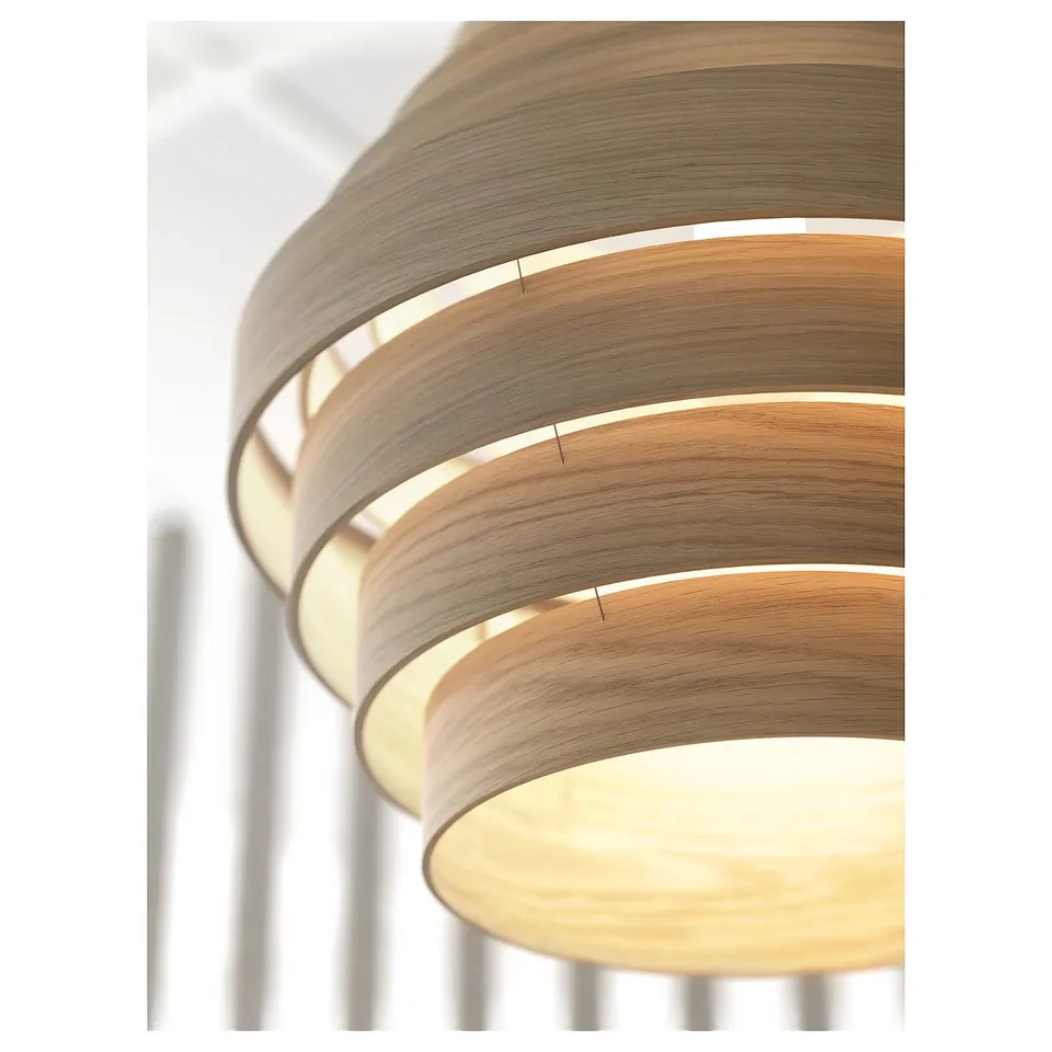 DYKARKLOCKA Pendant lamp shade, white stained oak veneer, 40 cm