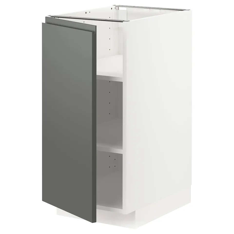 METOD kitchen unit: grey, modern, white base, dark grey door, right hinge, square shape.