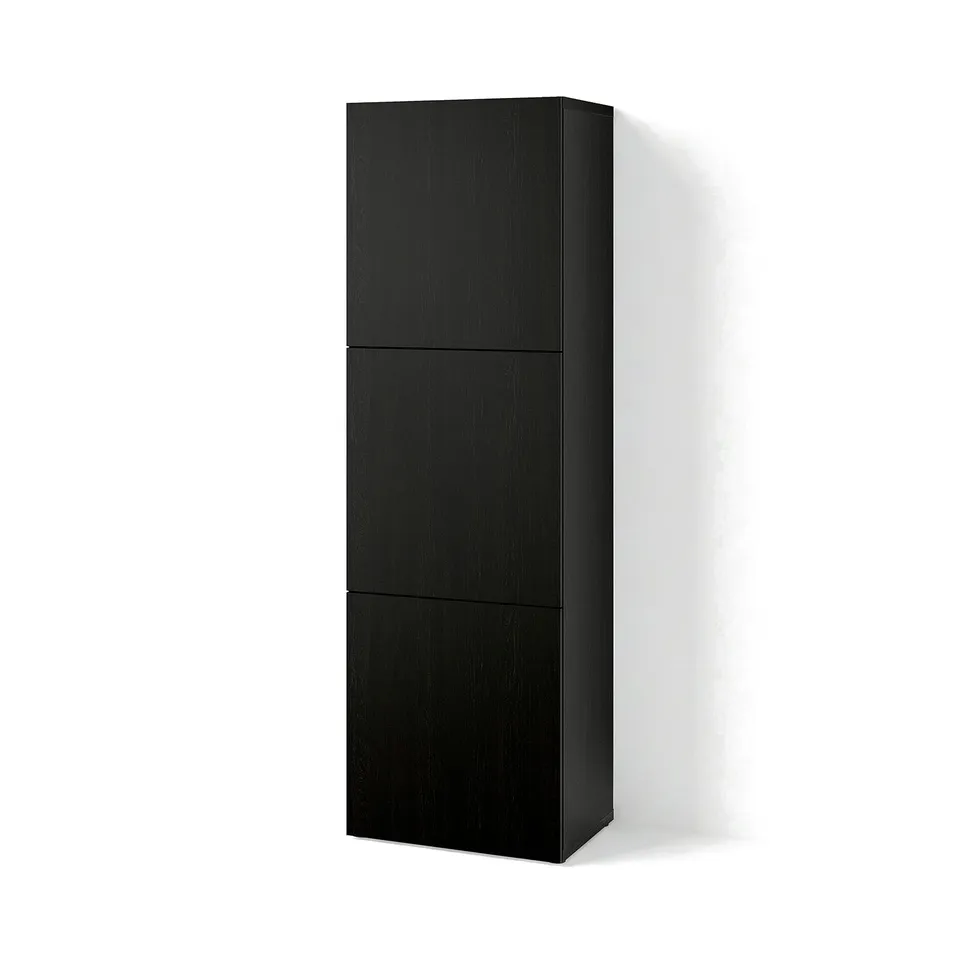 BESTÅ Shelf unit with doors, black-brown/Lappviken black-brown, 60x42x193 cm