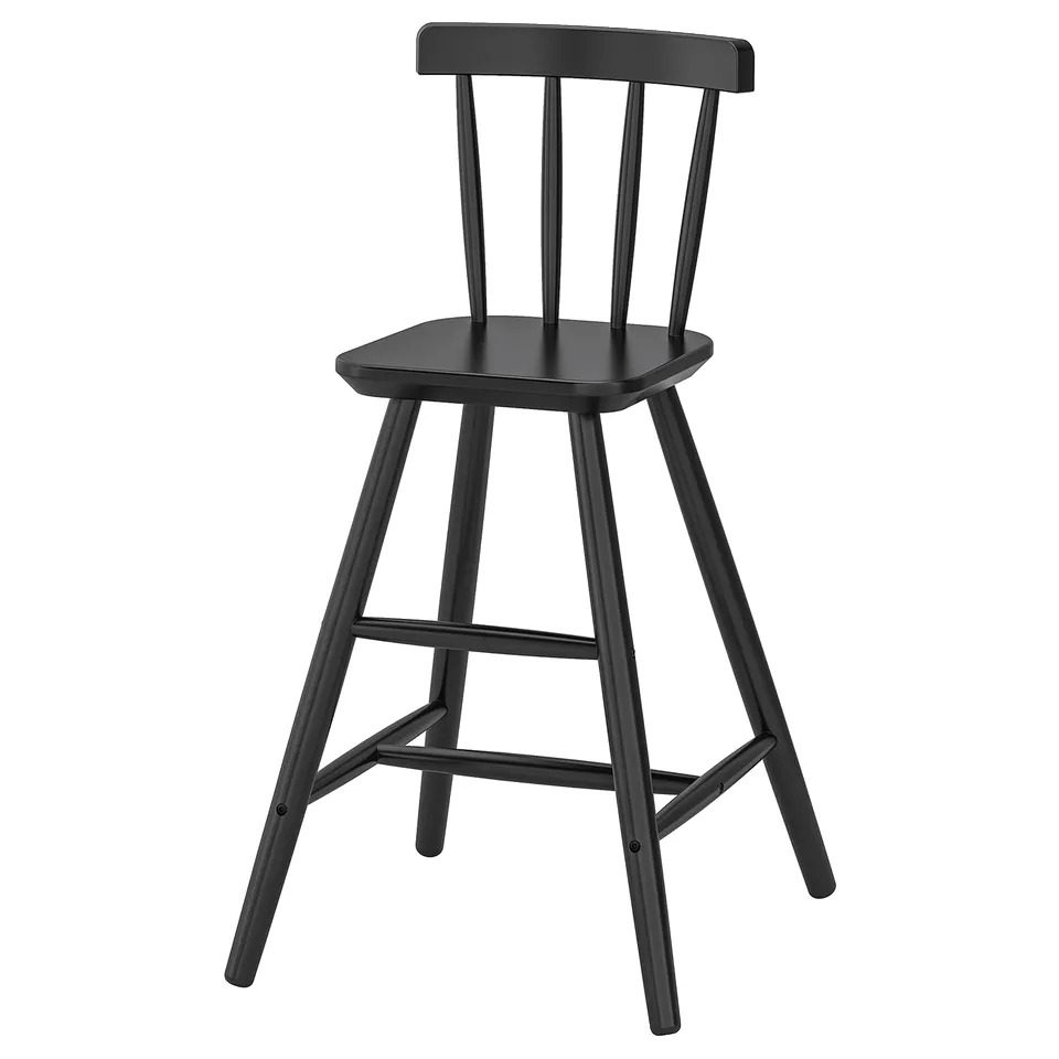 AGAM junior chair, black, beech & fiberboard, rectangular, simple, backrest.