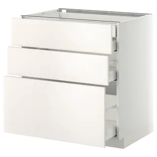 METOD / MAXIMERA base cb 3 frnts/2 low/1 md/1 hi drw, white/Veddinge white, 80x60x80 cm