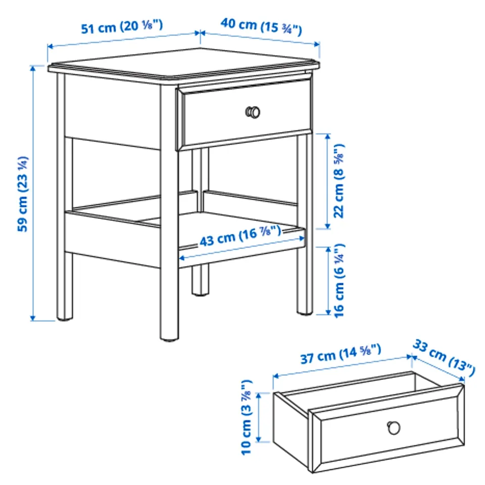 part: TYSSEDAL bedside table