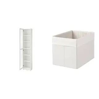 BILLY/DRÖNA set: bookcase with glass door + box, white/glass + white, 40x30x202 cm