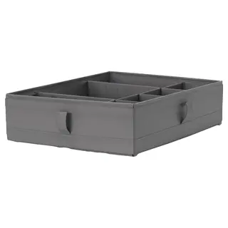 SKUBB box with compartments, dark grey, 44x34x11 cm
