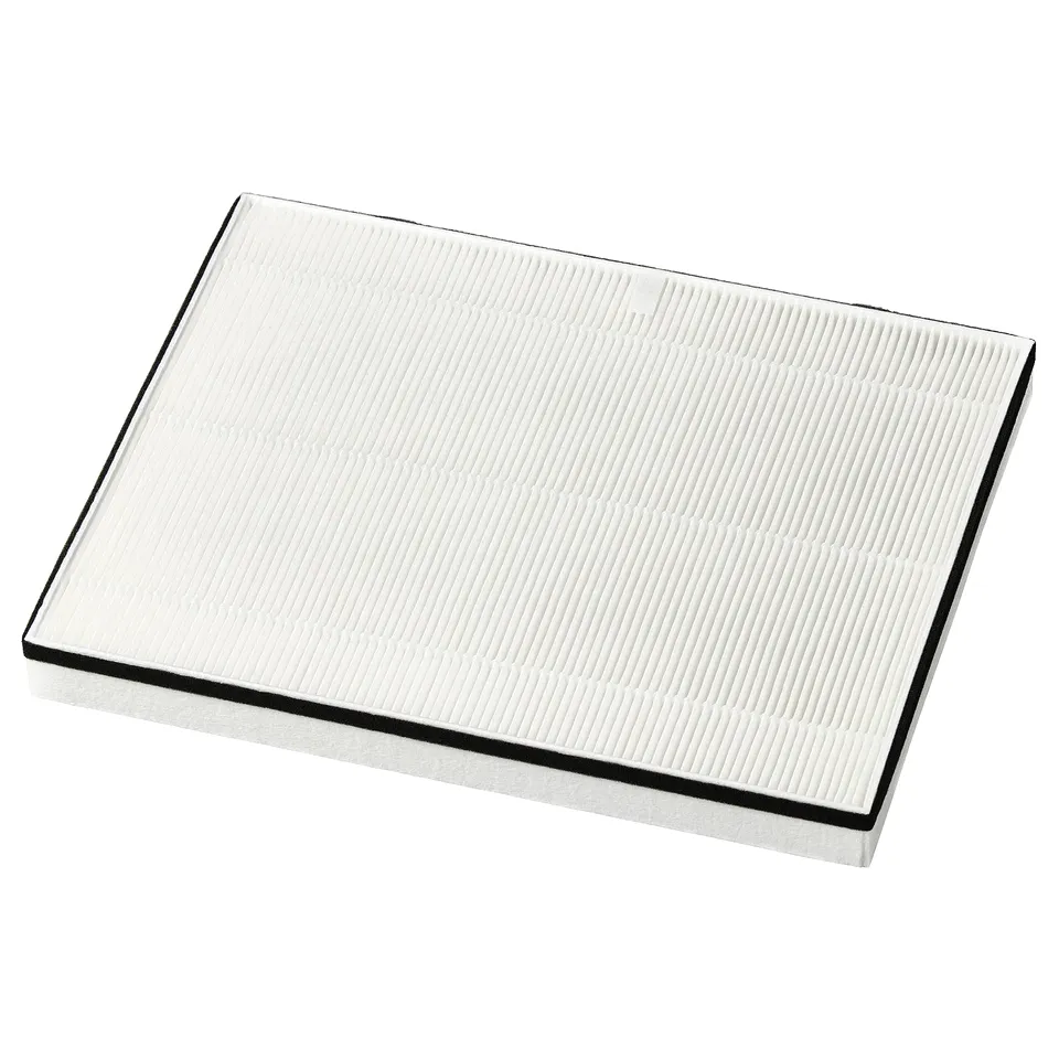 STARKVIND air philtre in white/black, flat with vertical grooves, removes dust/pollen.