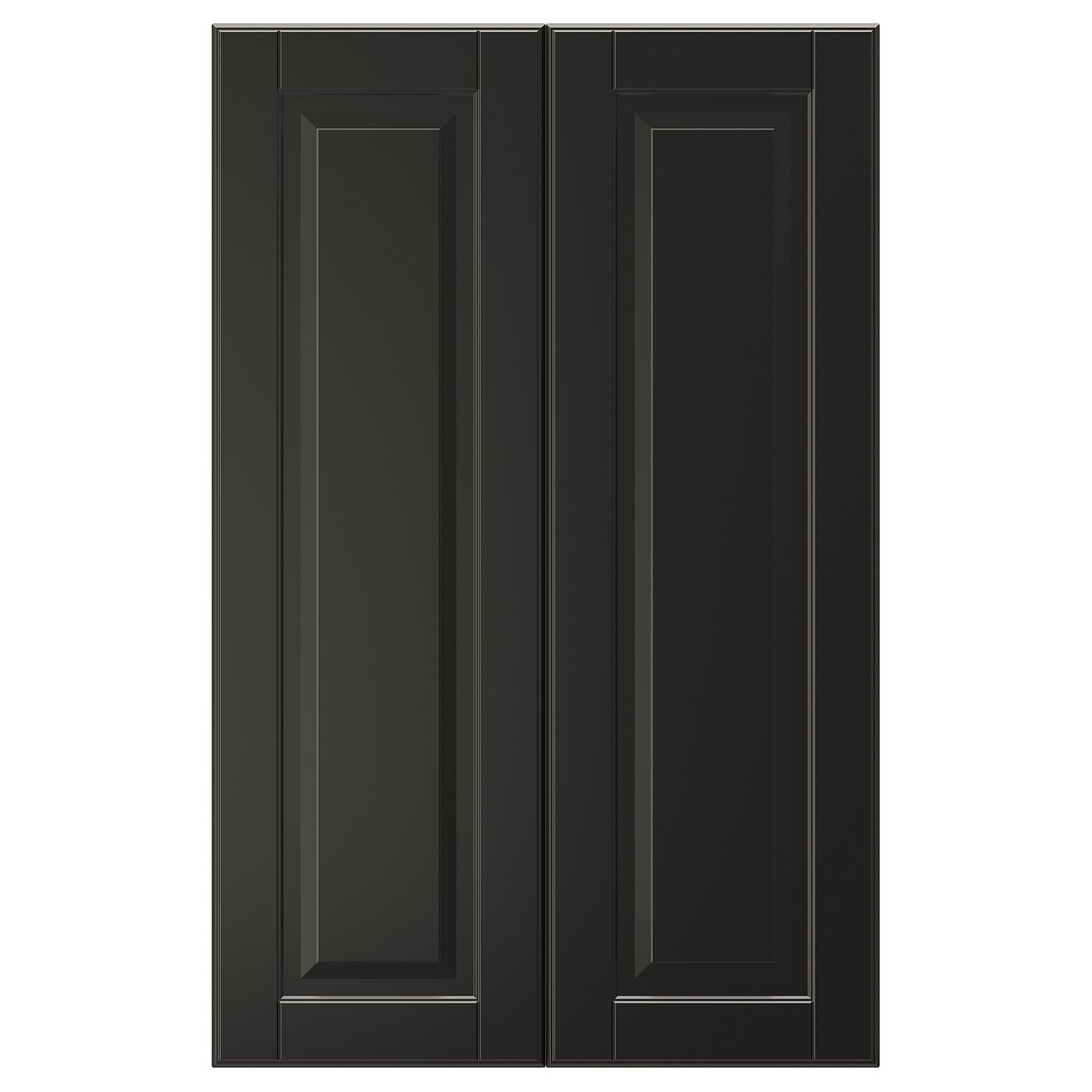 BODBYN 2-p door f corner base cabinet set, black, 25x80 cm