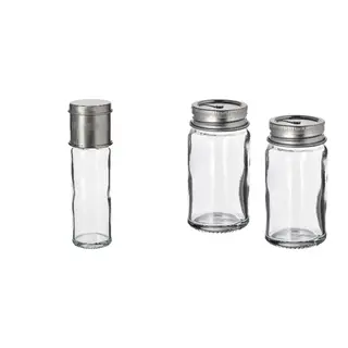 CITRONHAJ set: spice mill + salt and pepper shakers, clear glass/stainless steel, 15 cm