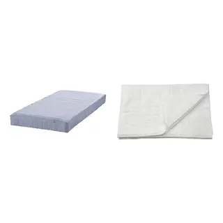 LUDDROS/VADSÖ set: sprung mattress + mattress protector, extra firm/light blue, 90x200 cm