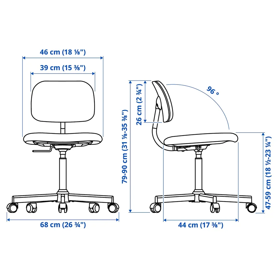 Illustration with measurements for the product: BLECKBERGET.