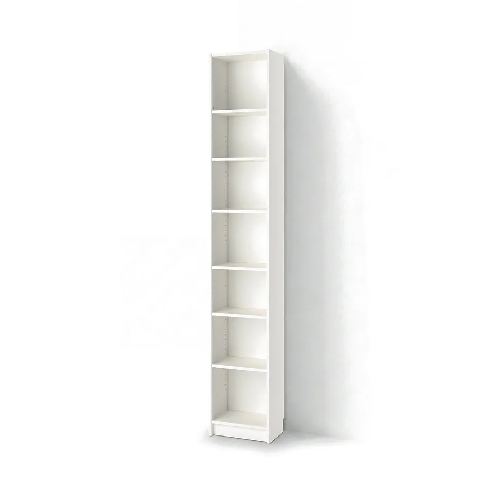 BILLY white bookcase, modern minimalist design, adjustable shelves for flexible storage.