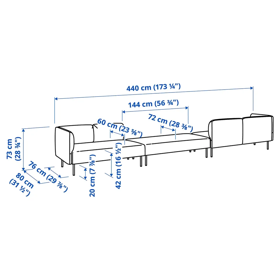 Illustration with measurements for the product: LILLEHEM.
