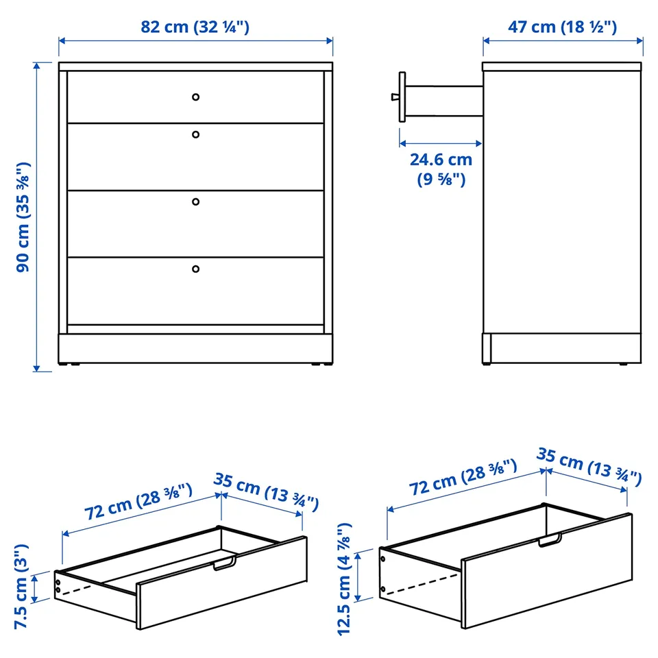 Illustration with measurements for the product: TONSTAD.