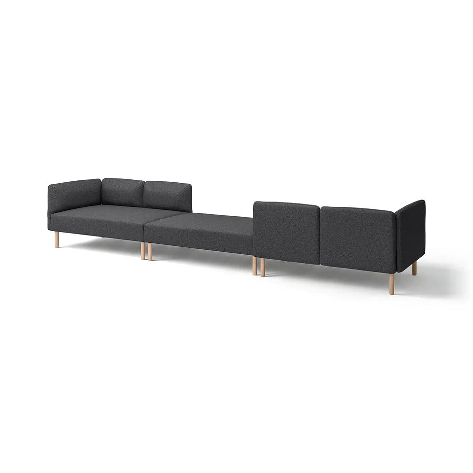 LILLEHEM modular sofa in grey, featuring minimalistic design with wooden legs and comfortable cushions.