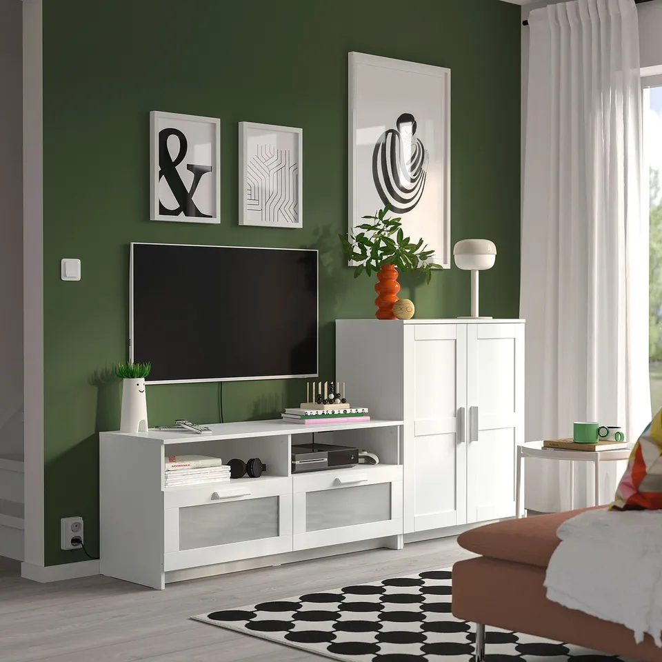 BRIMNES TV storage combination, white, 200x41x95 cm