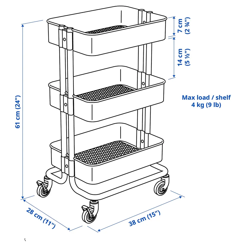 RÅSKOG Trolley, beige, 28x38x61 cm