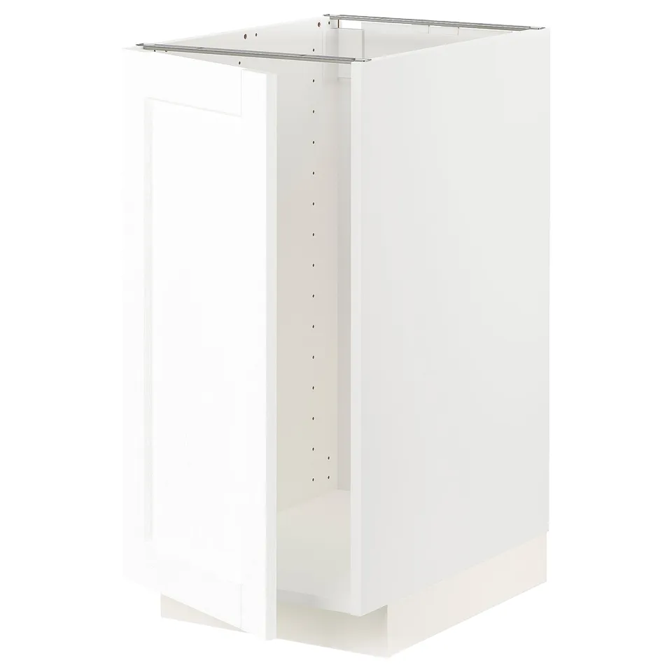 White METOD cabinet, modern design, square shape, with snap hinges.