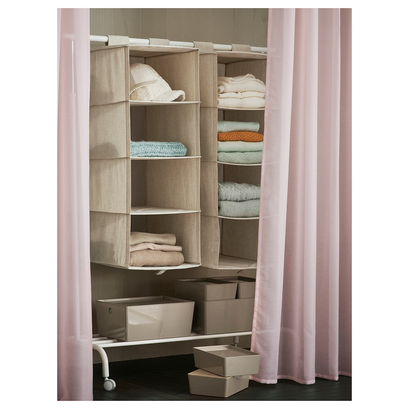 STENFRÖ Sheer curtain, 1 piece, pink/with heading tape, 300x300 cm