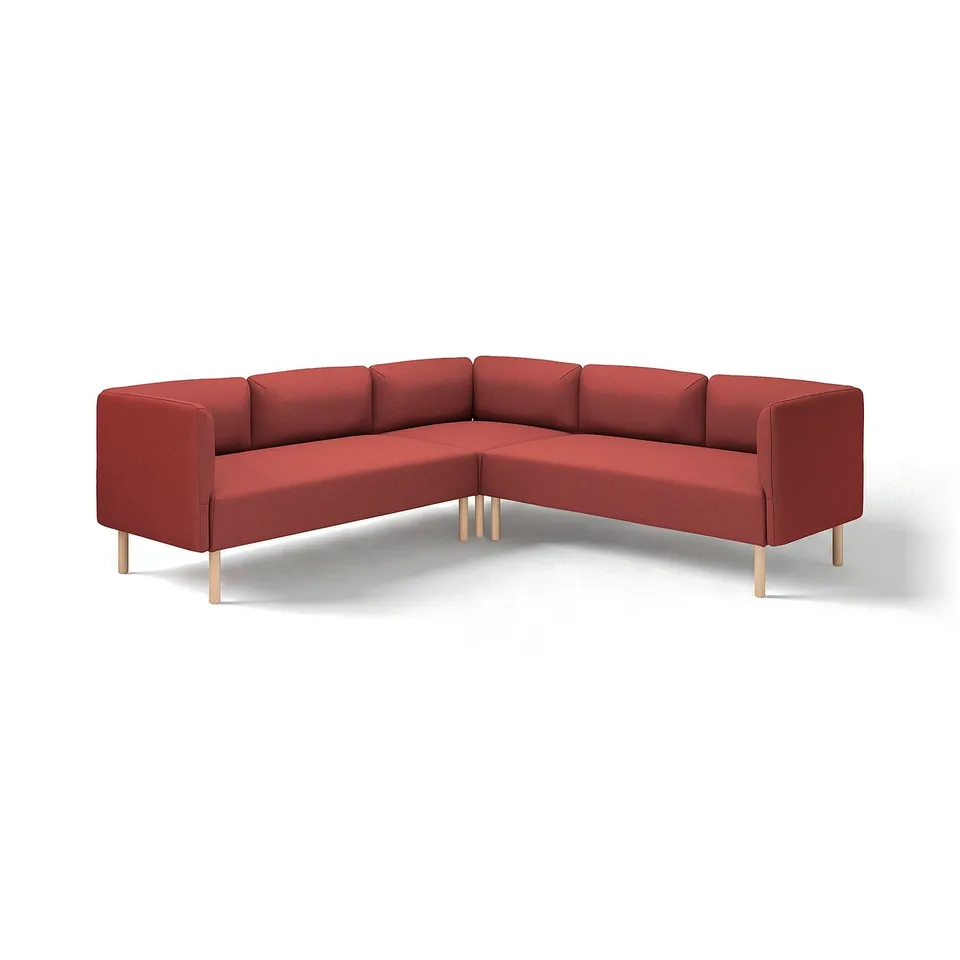 LILLEHEM modular red sofa, modern design, wood legs, formable, durable fabric.