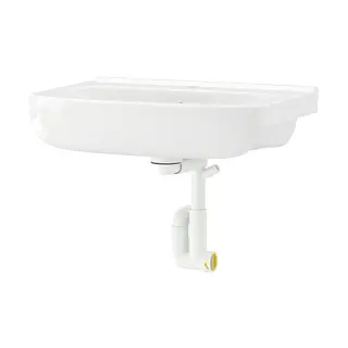 BJÖRKÅN wash-basin with water trap, white, 54x40 cm