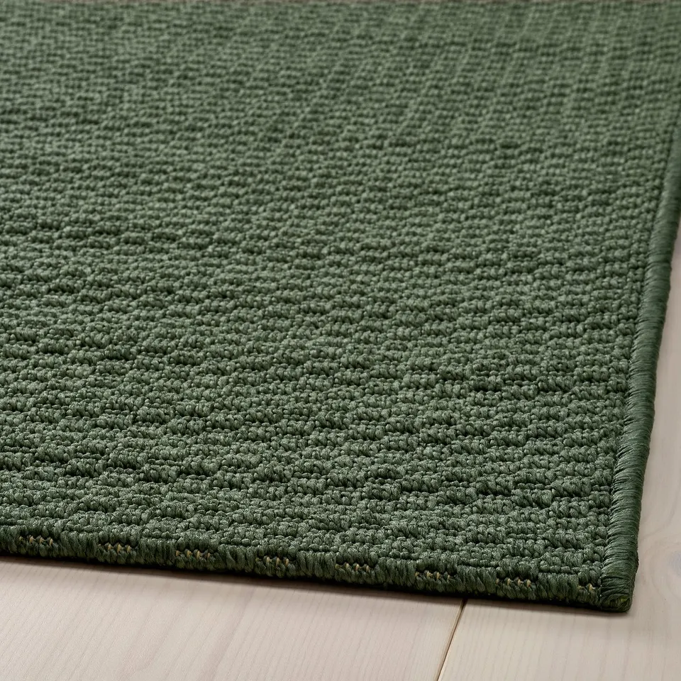 MORUM Rug flatwoven, in/outdoor, dark green, 160x230 cm