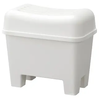 BURSJÖN stool with storage, white, Width 56 x Depth 34 x Height 52 cm