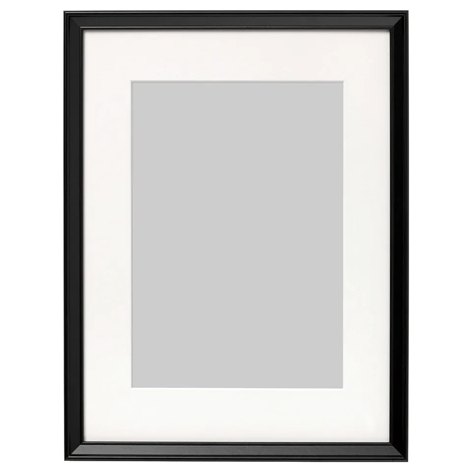 Knoppang picture frame, black, rectangular, sleek design, holds photos securely.
